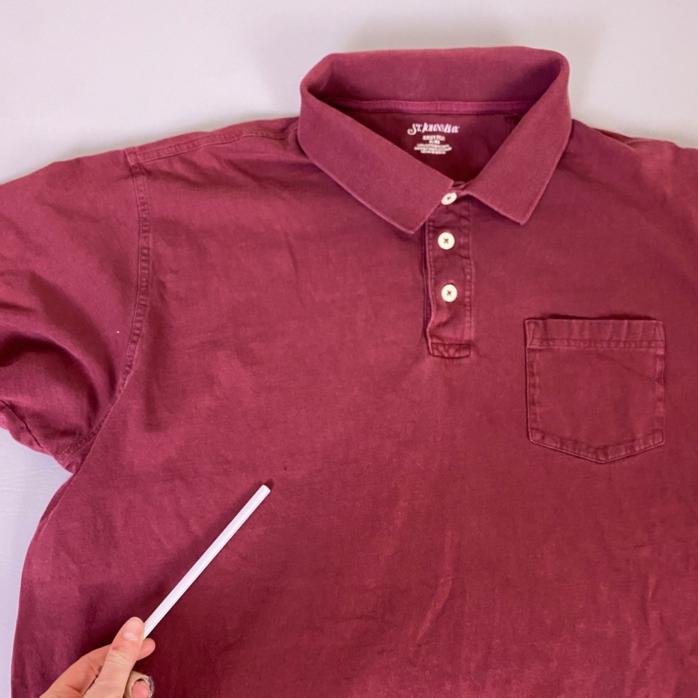 St. Johns Bay Polo Shirt Men's Size XL Maroon Burgundy Short Sleeve Cotton *Flaw - Picture 6 of 13